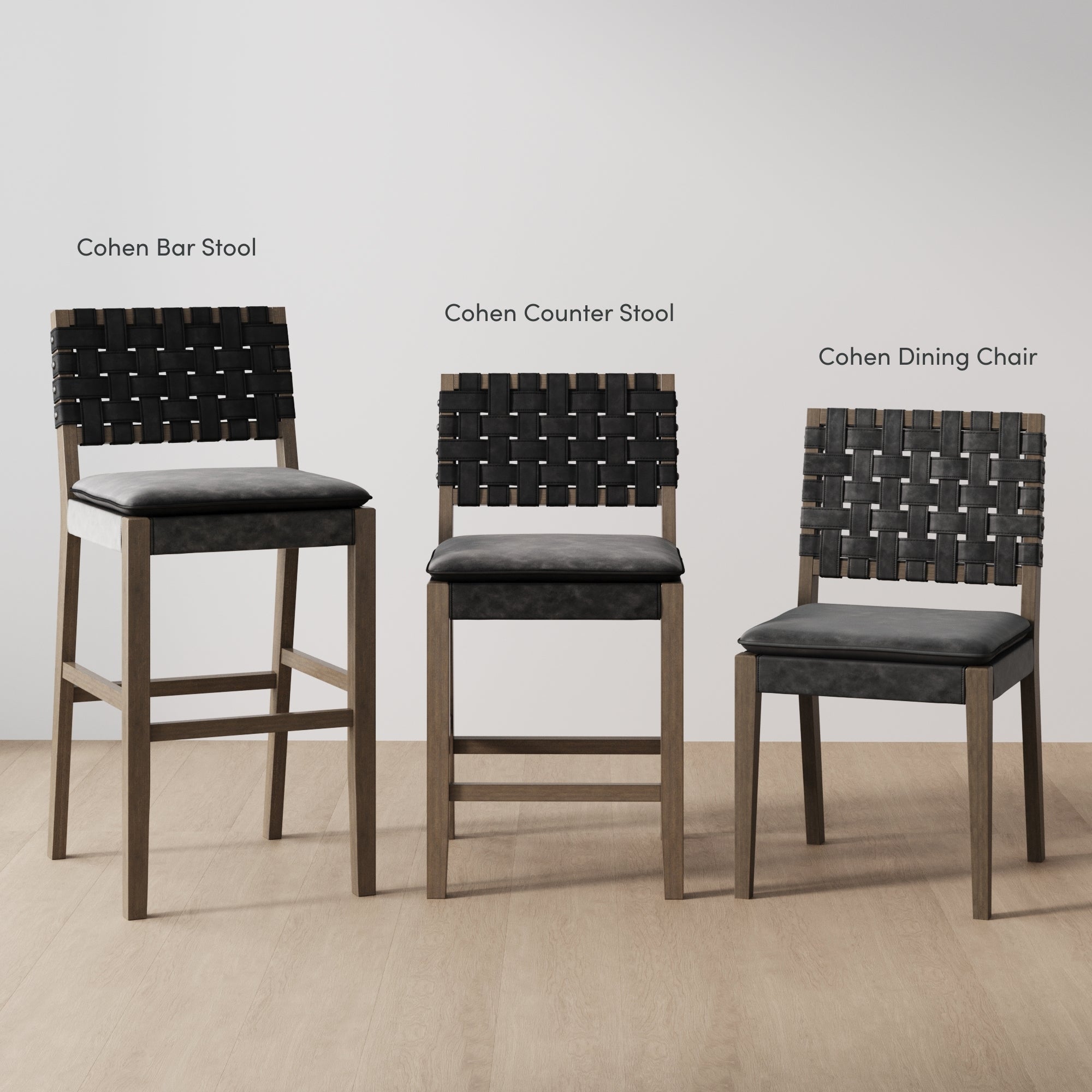 Faux Suede Woven Counter Height Bar Stools Black (Set of 2)