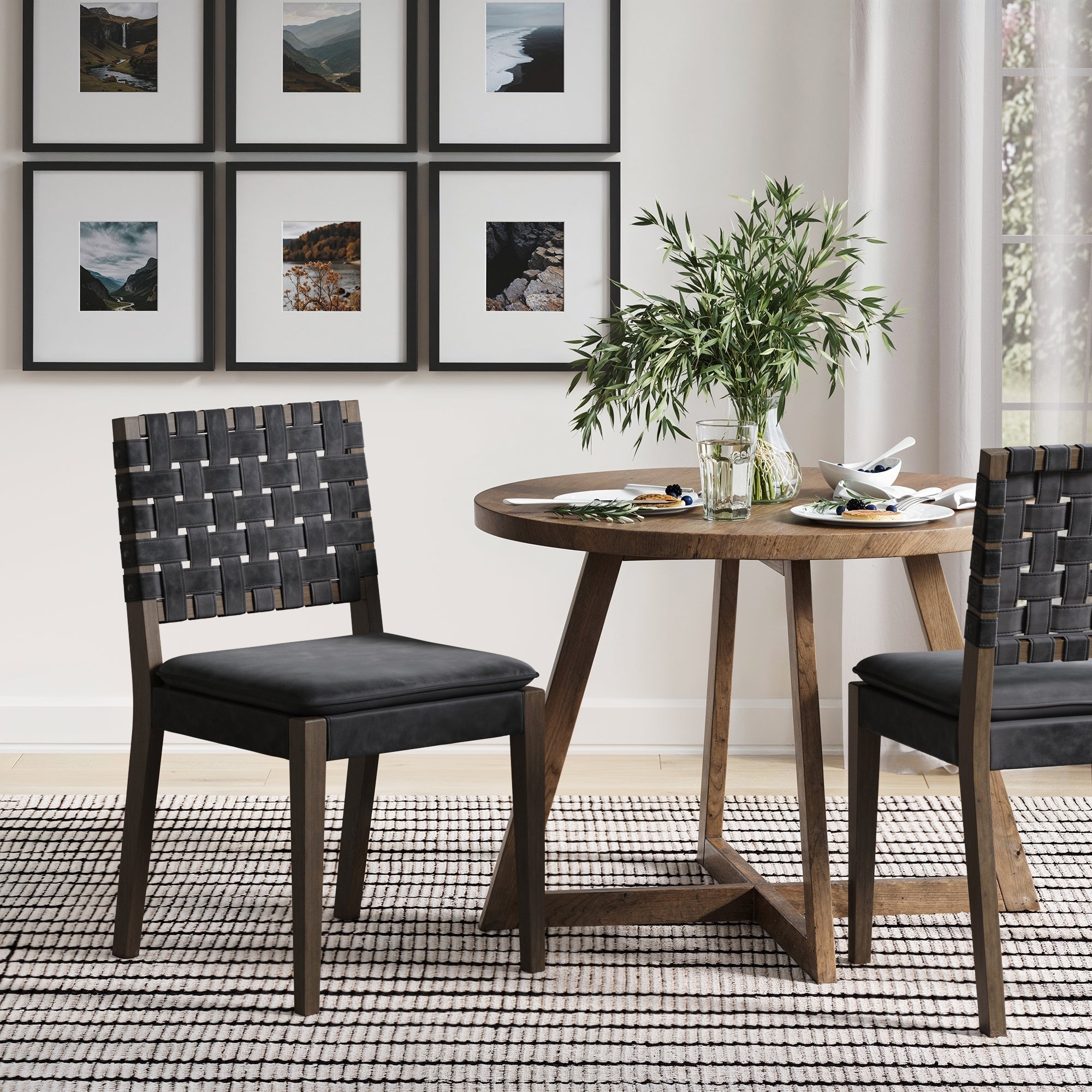 Faux Suede Dining Chair Black (Set of 2)
