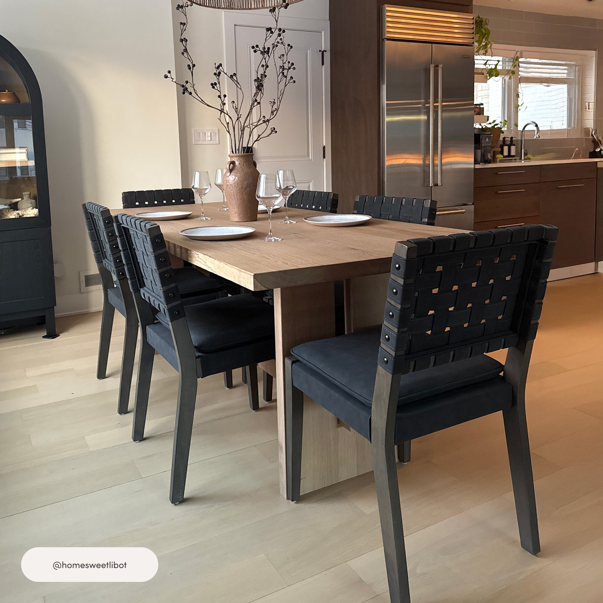 Faux Suede Dining Chairs Black (Set of 8)