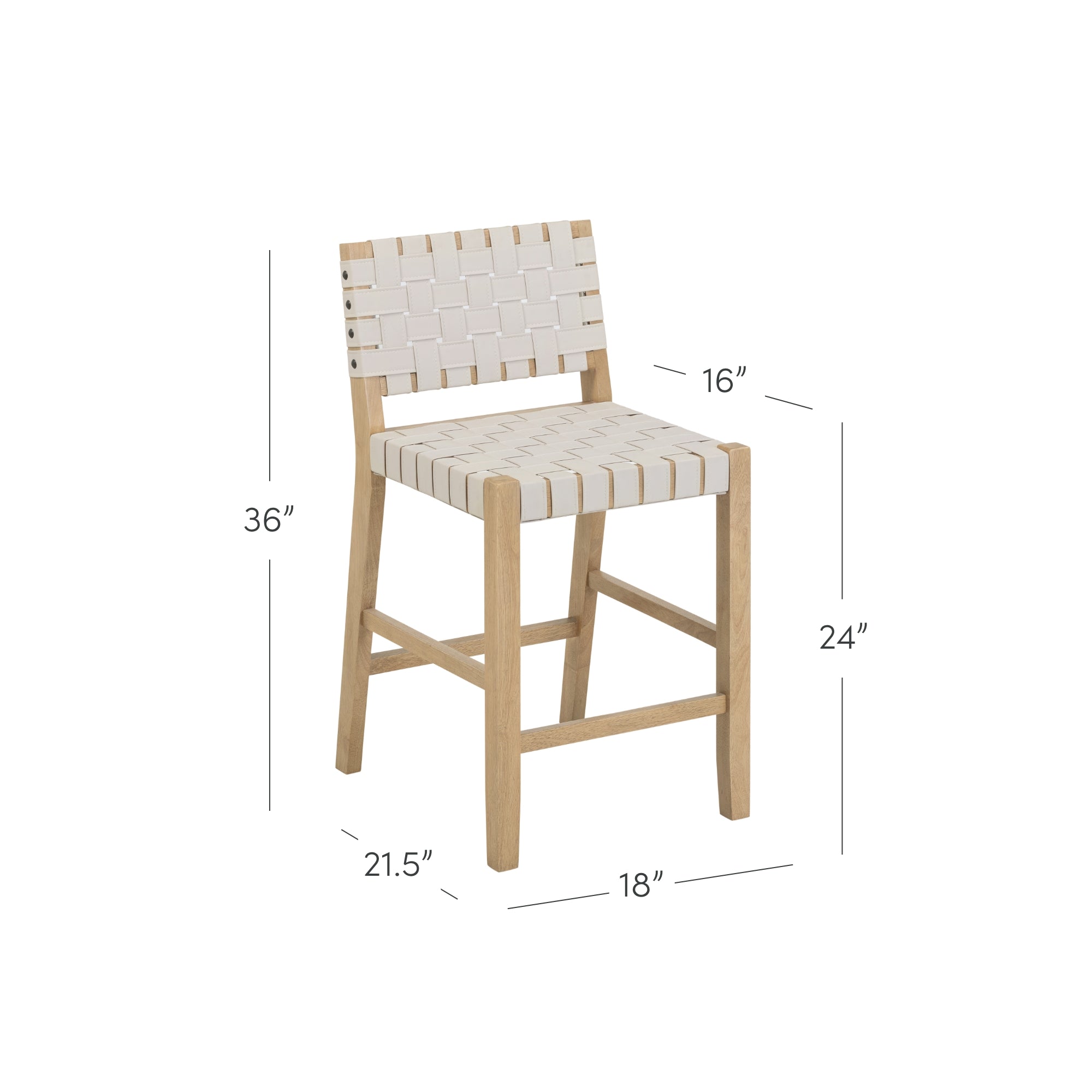 Faux Leather Woven Counter Height Bar Stools White (Set of 4)