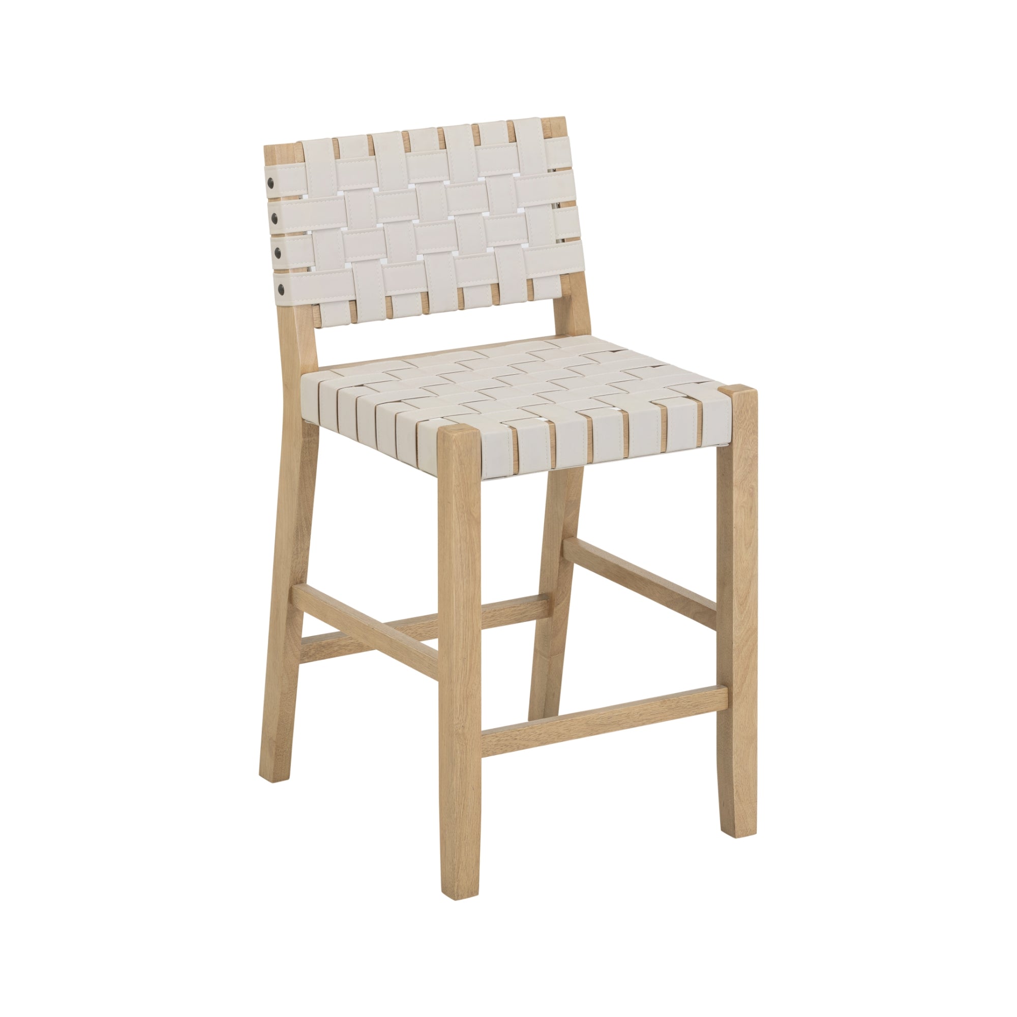 Faux Leather Woven Counter Height Bar Stools White (Set of 4)