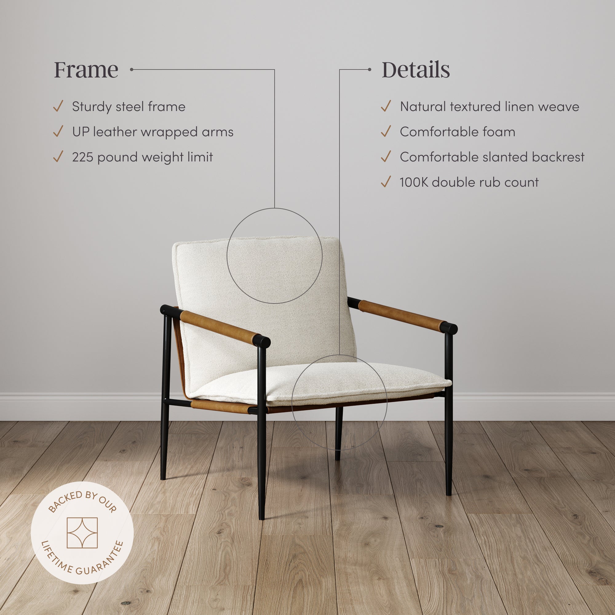 Boucle Fabric & Metal Accent Chair