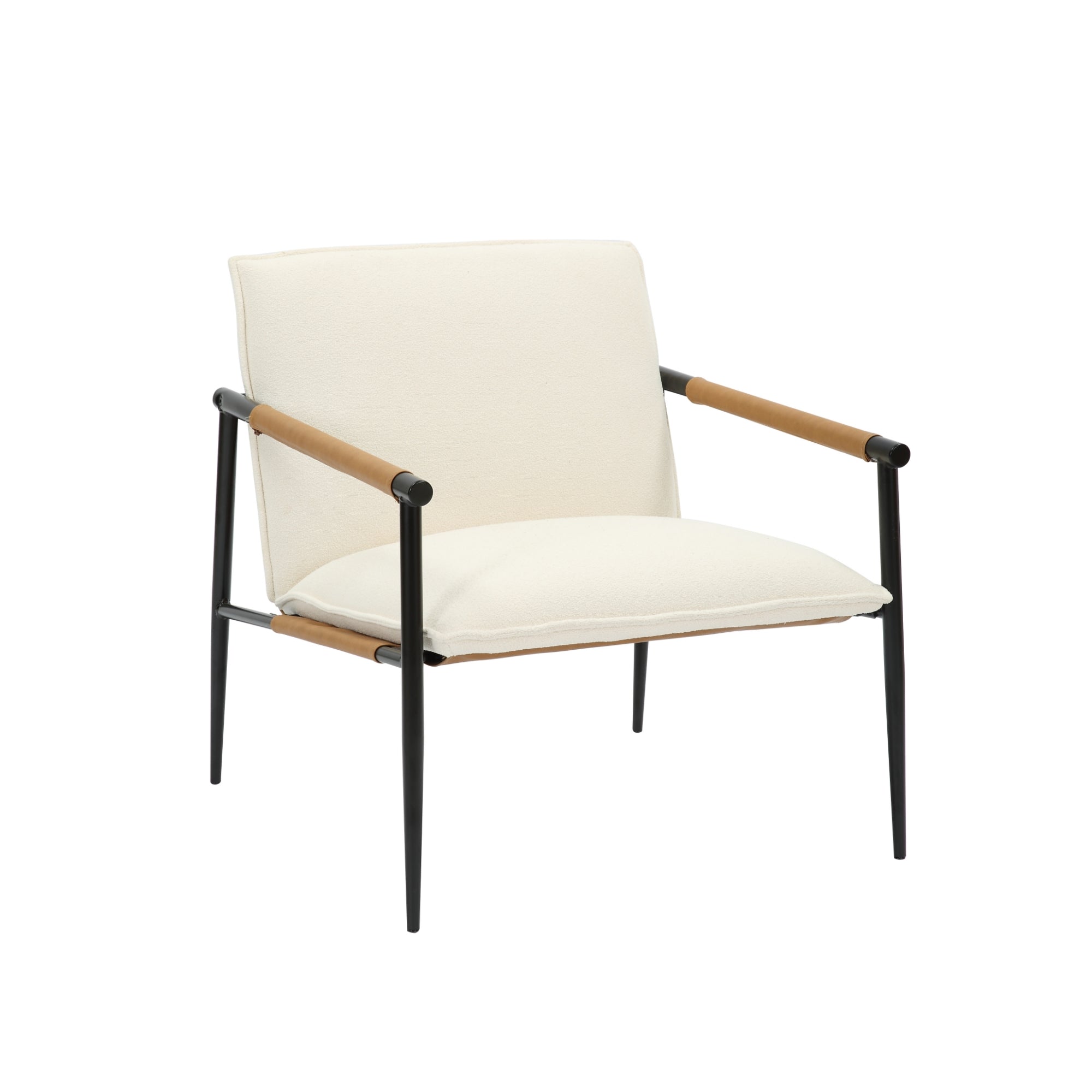 Boucle Fabric & Metal Accent Chair