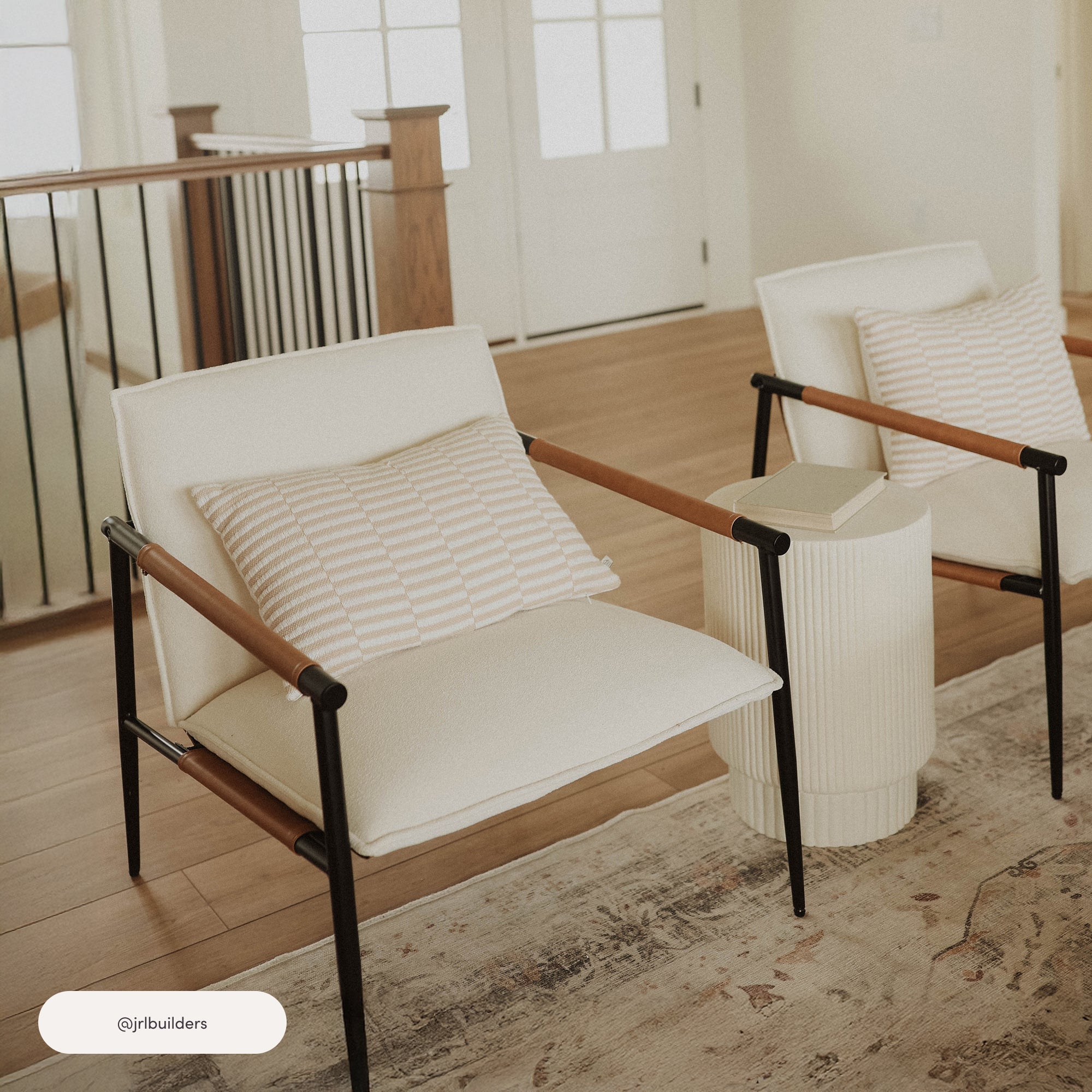 Boucle & Metal Accent Chairs (Set of 2)