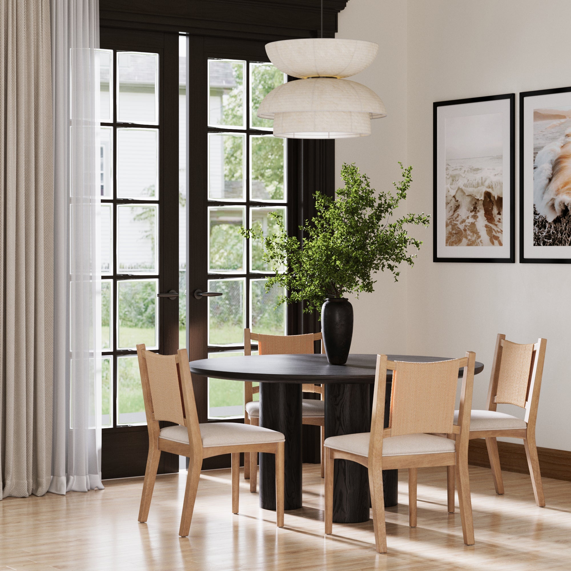 Arched Back Seagrass Dining Chair Light Brown (Set of 4)