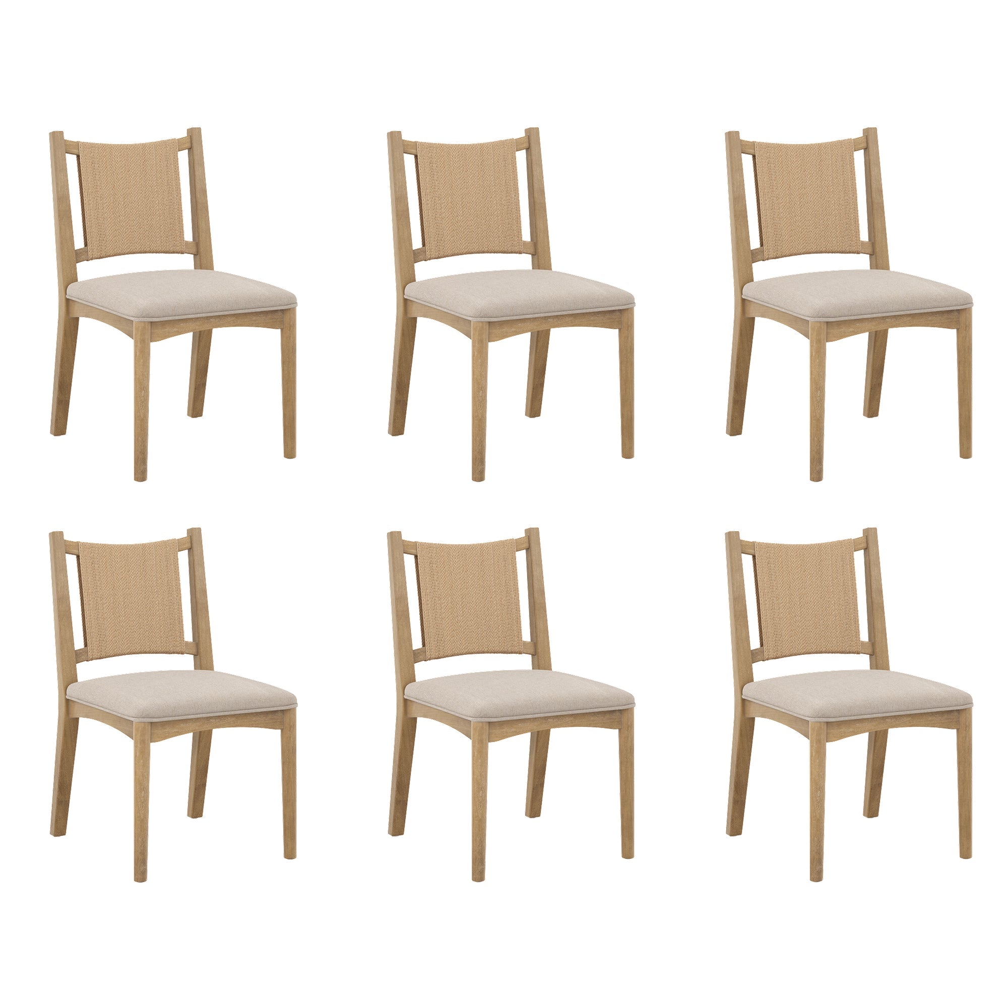 Arched Back Seagrass Dining Chair Light Brown (Set of 6)