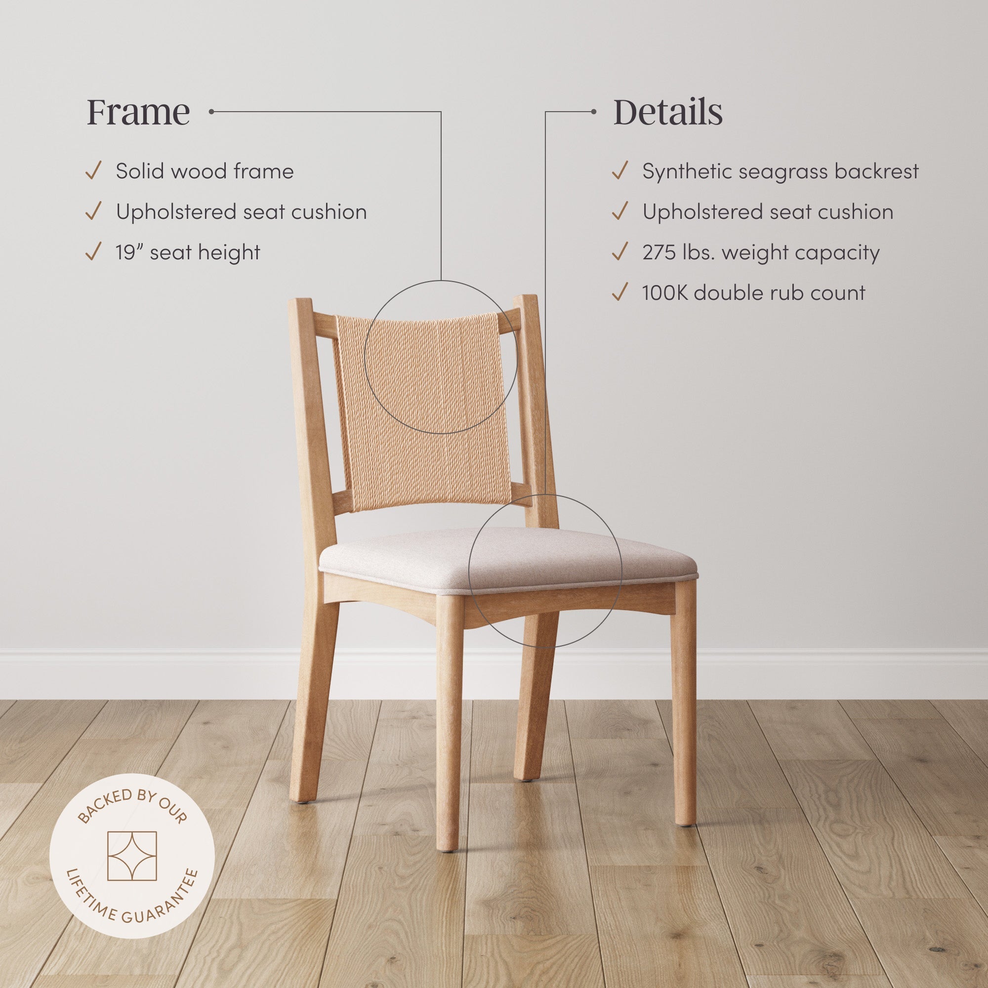 Arched Back Seagrass Dining Chair Light Brown (Set of 4)