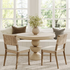 Boucle & Seagrass Dining Chair Light Brown (Set of 2)