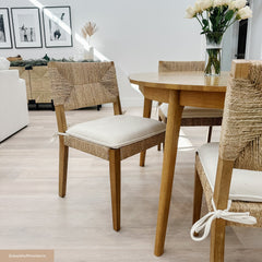 Boucle & Seagrass Dining Chair Light Brown (Set of 6)