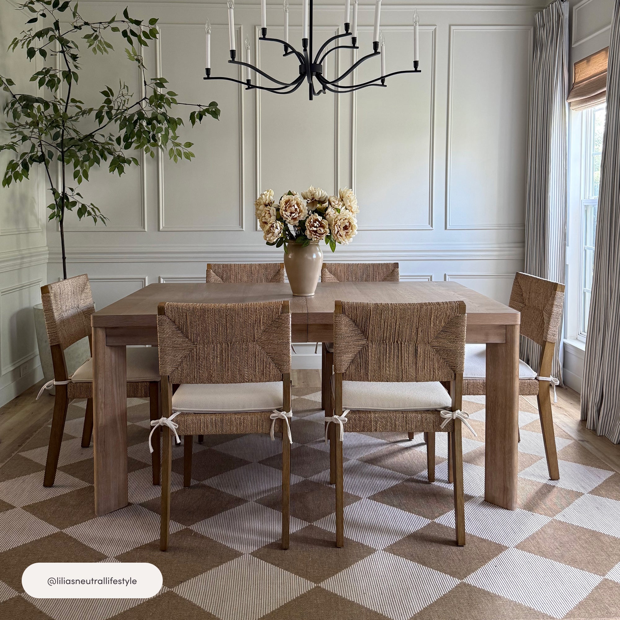 Boucle & Seagrass Dining Chair Light Brown (Set of 6)