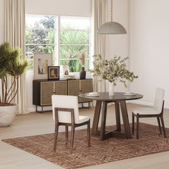 Exposed Back Dining Chairs Dark Brown (Set of 2)