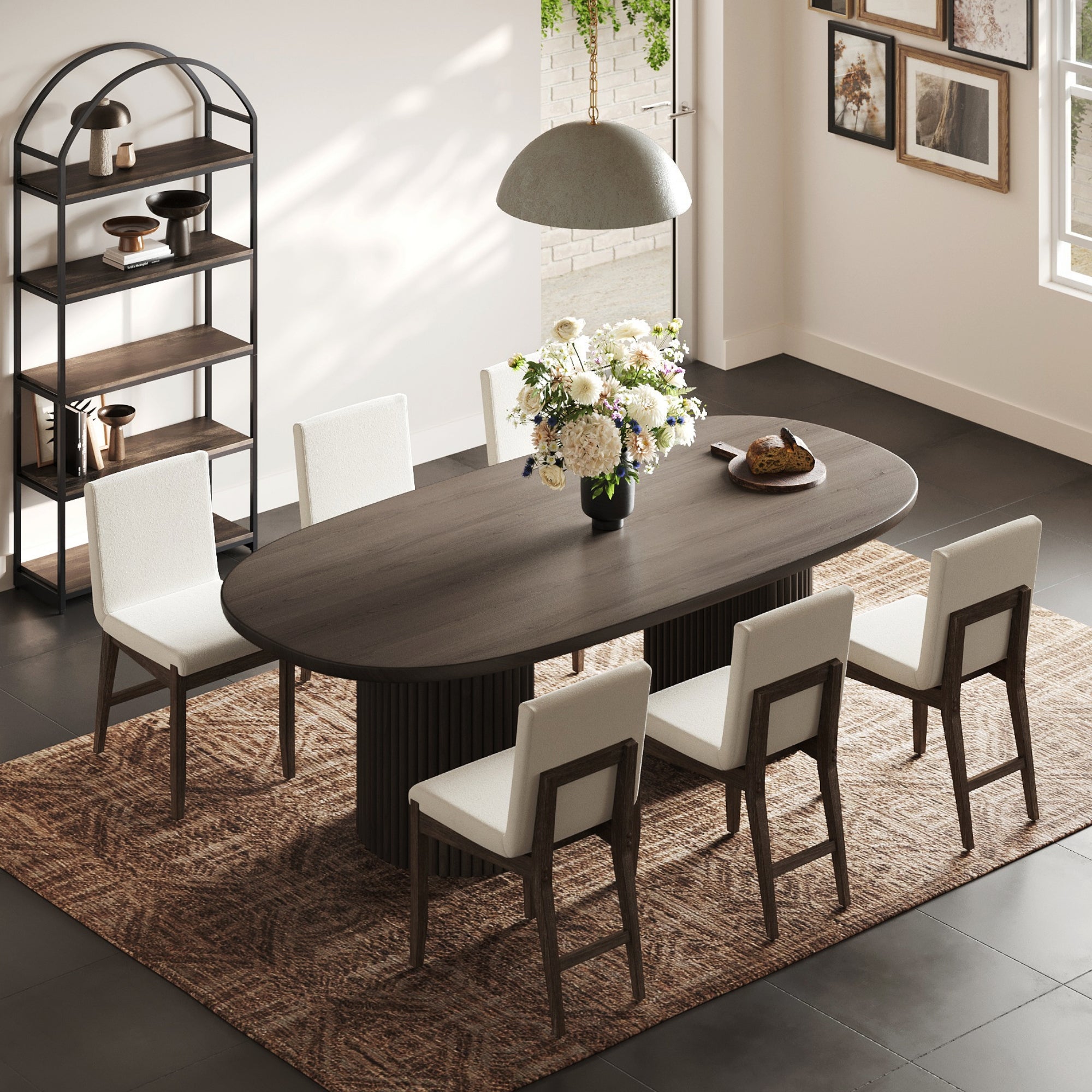 Exposed Back Dining Chairs Dark Brown (Set of 6)