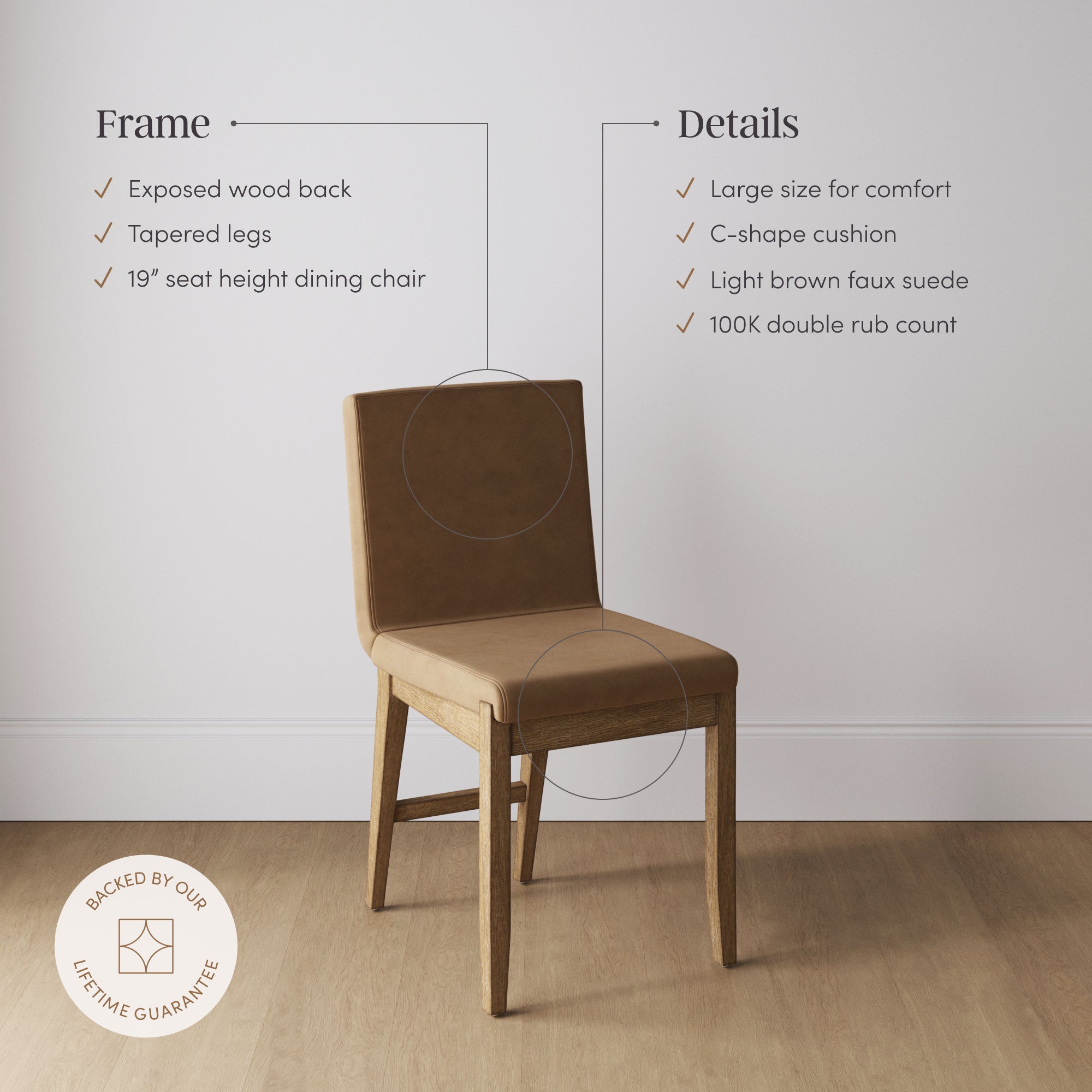 Exposed Back Dining Chair Brushed Light Brown