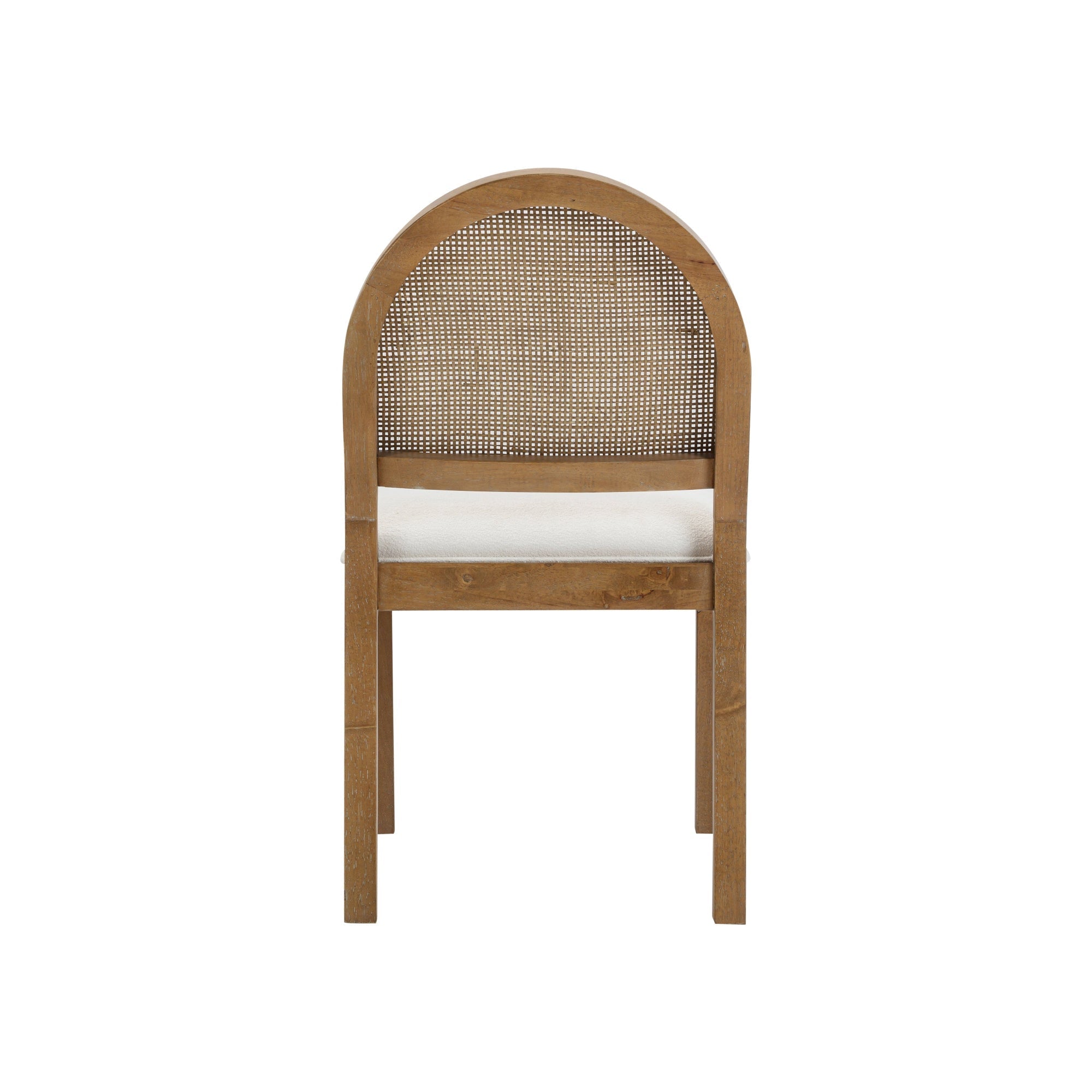 Boucle & Rattan Dining Chairs Light Brown (Set of 2)
