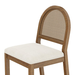 Boucle & Rattan Dining Chairs Light Brown (Set of 6)