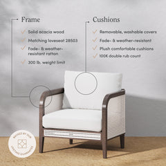Outdoor Wood & Rattan Patio Arm Chairs Graphite (Set of 2)