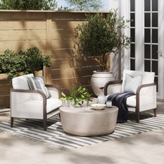 Outdoor Wood & Rattan Patio Arm Chair Graphite