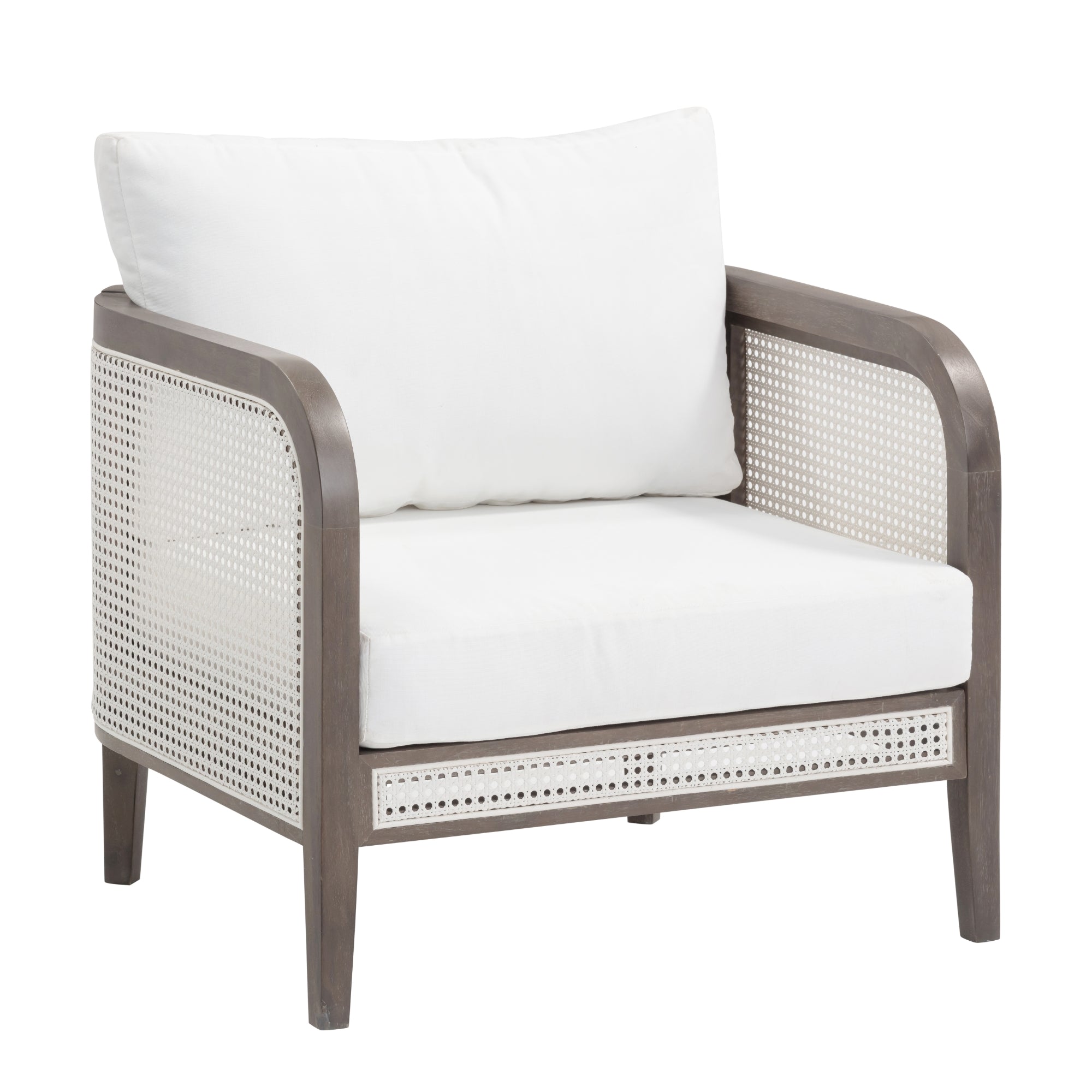 Outdoor Wood & Rattan Patio Arm Chairs Graphite (Set of 2)