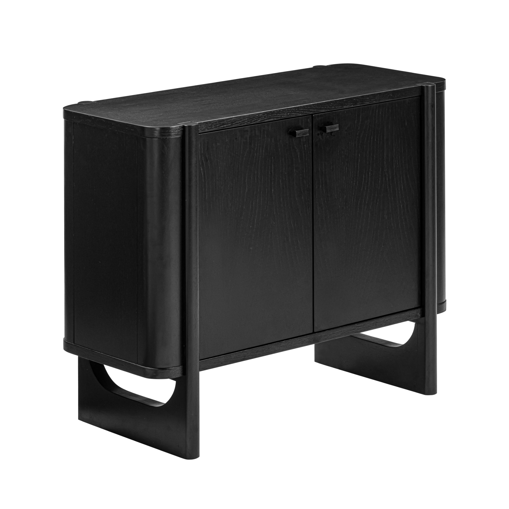 Mid-Century Modern Solid Wood Accent Cabinet Black