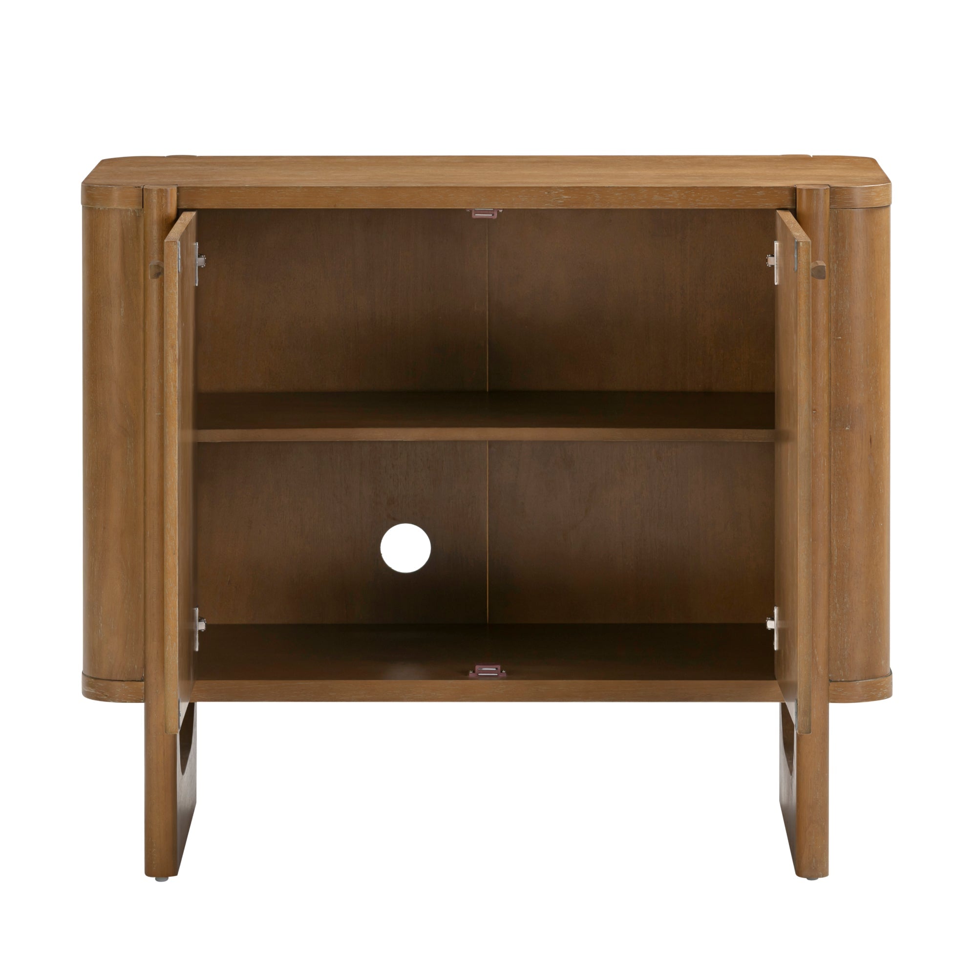Mid-Century Modern Wood U-Shaped Leg Credenza Light Brown (Set of 2)
