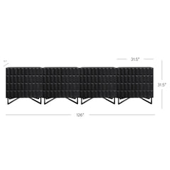Contemporary Credenza Storage with Textured Front Black Oak (Set of 4)