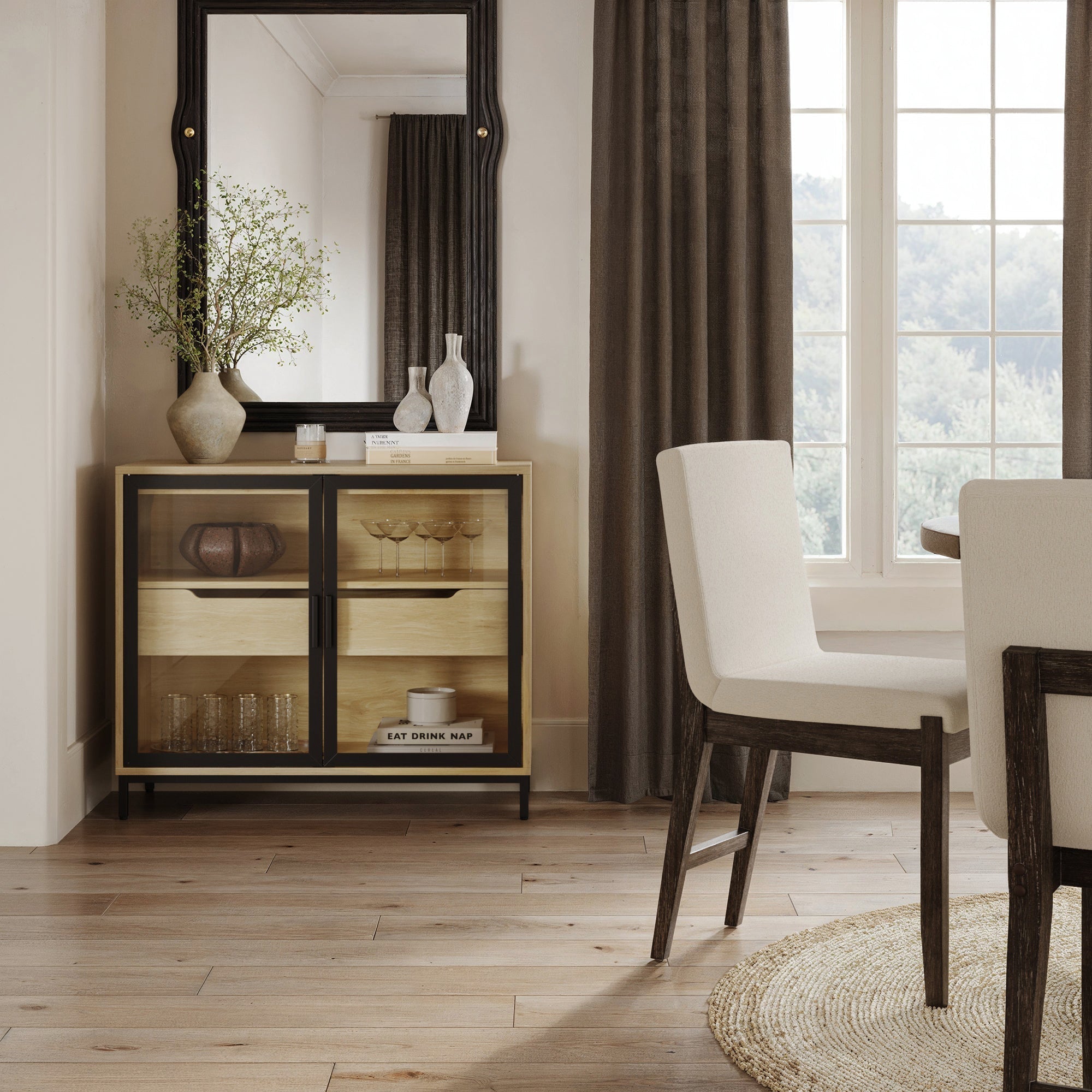Glass TV Stand Console Cabinet with Doors for TVs up to 100"