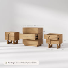 Modern Curved Wood Dresser and Nightstand Set (3-Piece)