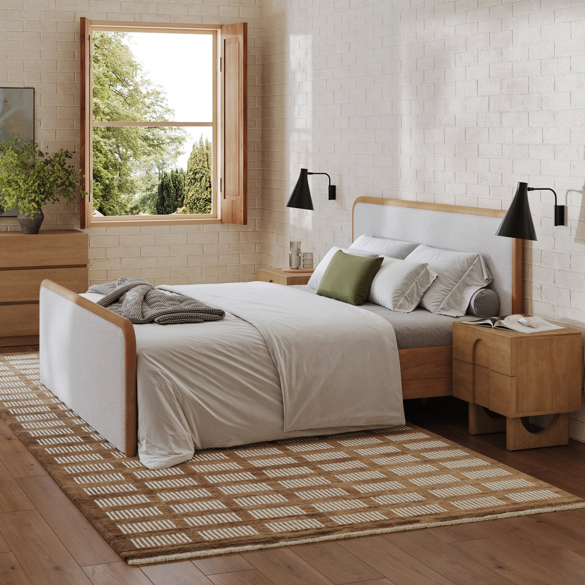 Modern Curved Wood Dresser and Nightstand Set (3-Piece)