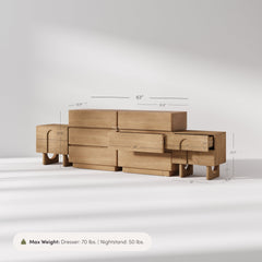 Modern Curved Wood Dresser and Nightstand Set (4-Piece)