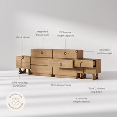 Modern Curved Wood Dresser and Nightstand Set (4-Piece)