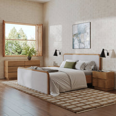 Modern Wooden Dresser and Scalloped Nightstand Set (4-Piece)