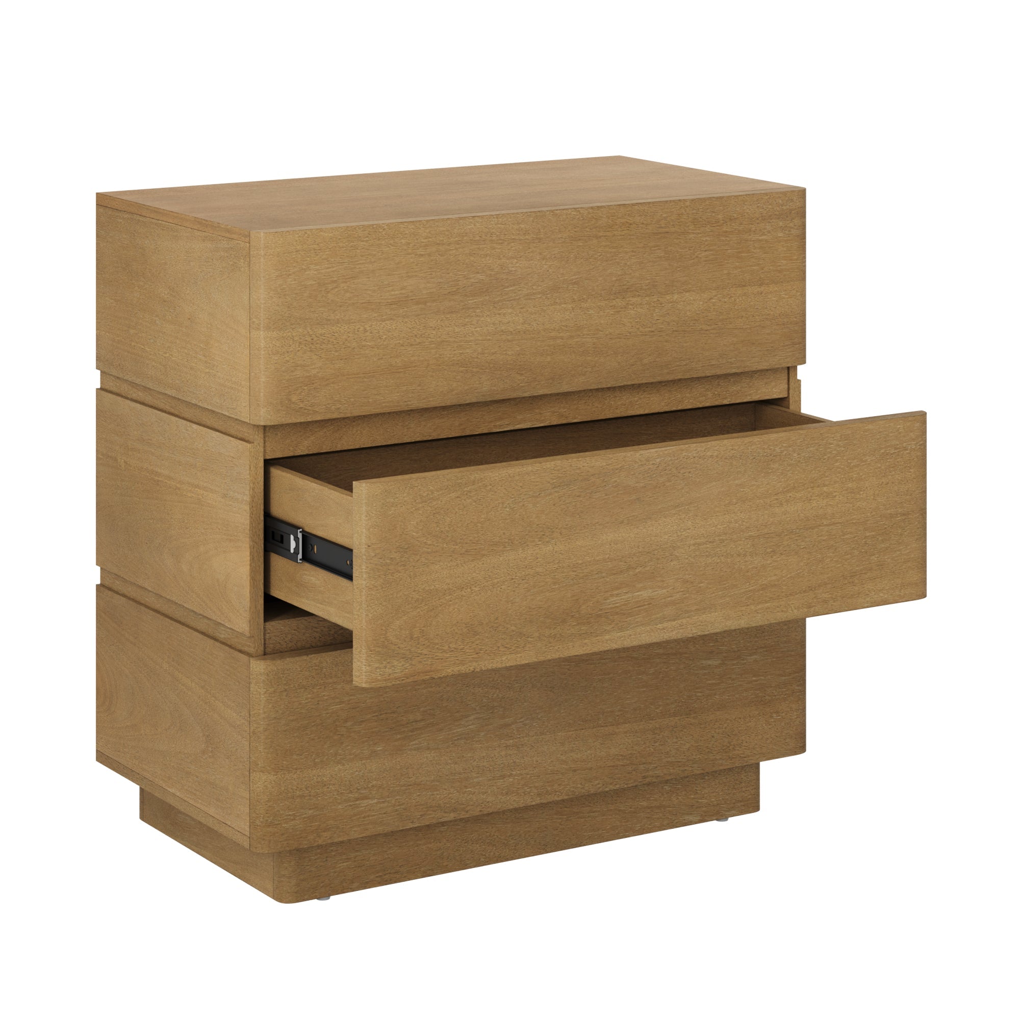 Modern Wooden Dresser and Scalloped Nightstand Set (3-Piece)