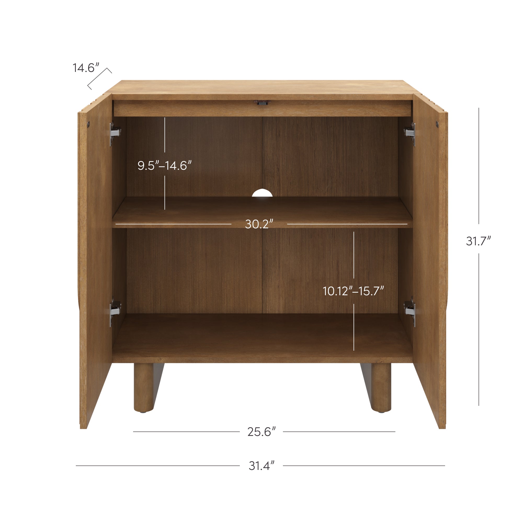 Mid-Century Modern Wood Carved Credenza Light Brown (Set of 2)