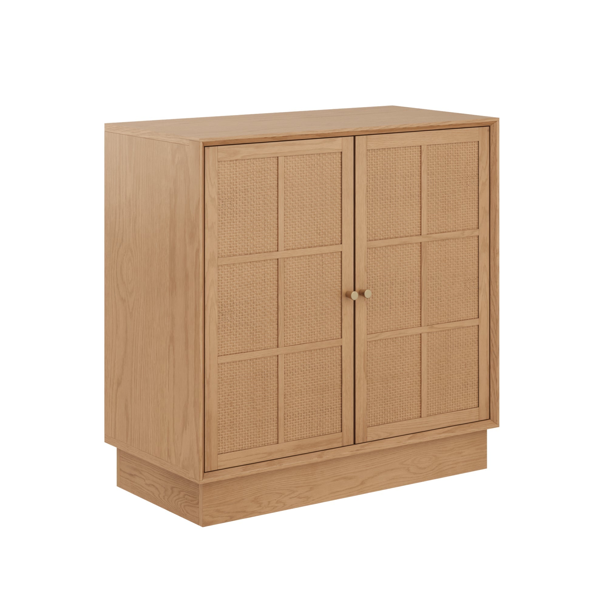 Modern Coastal Rattan Wood Sideboard Storage Cabinet Raw Oak
