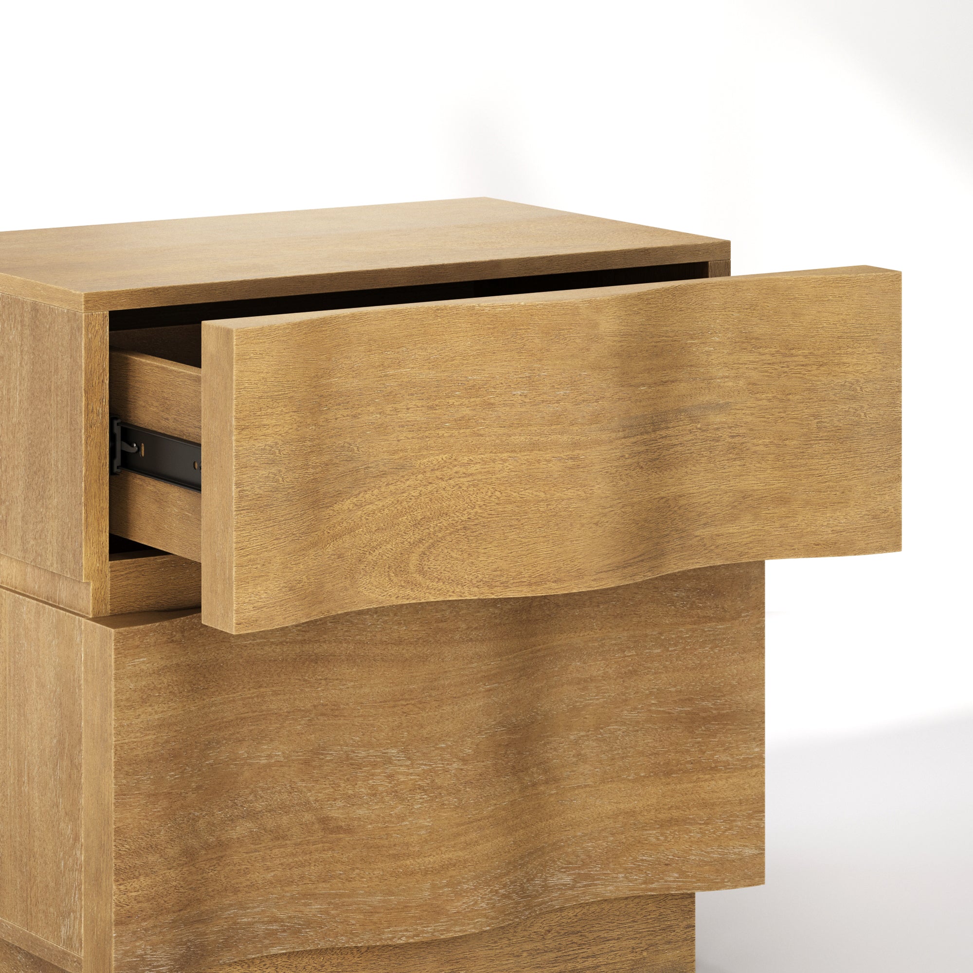 Modern Wooden Dresser and Scalloped Nightstand Set (3-Piece)