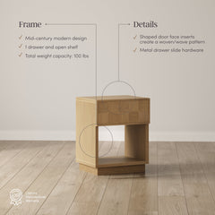 Mid Century Modern Nightstand with 1 Drawer