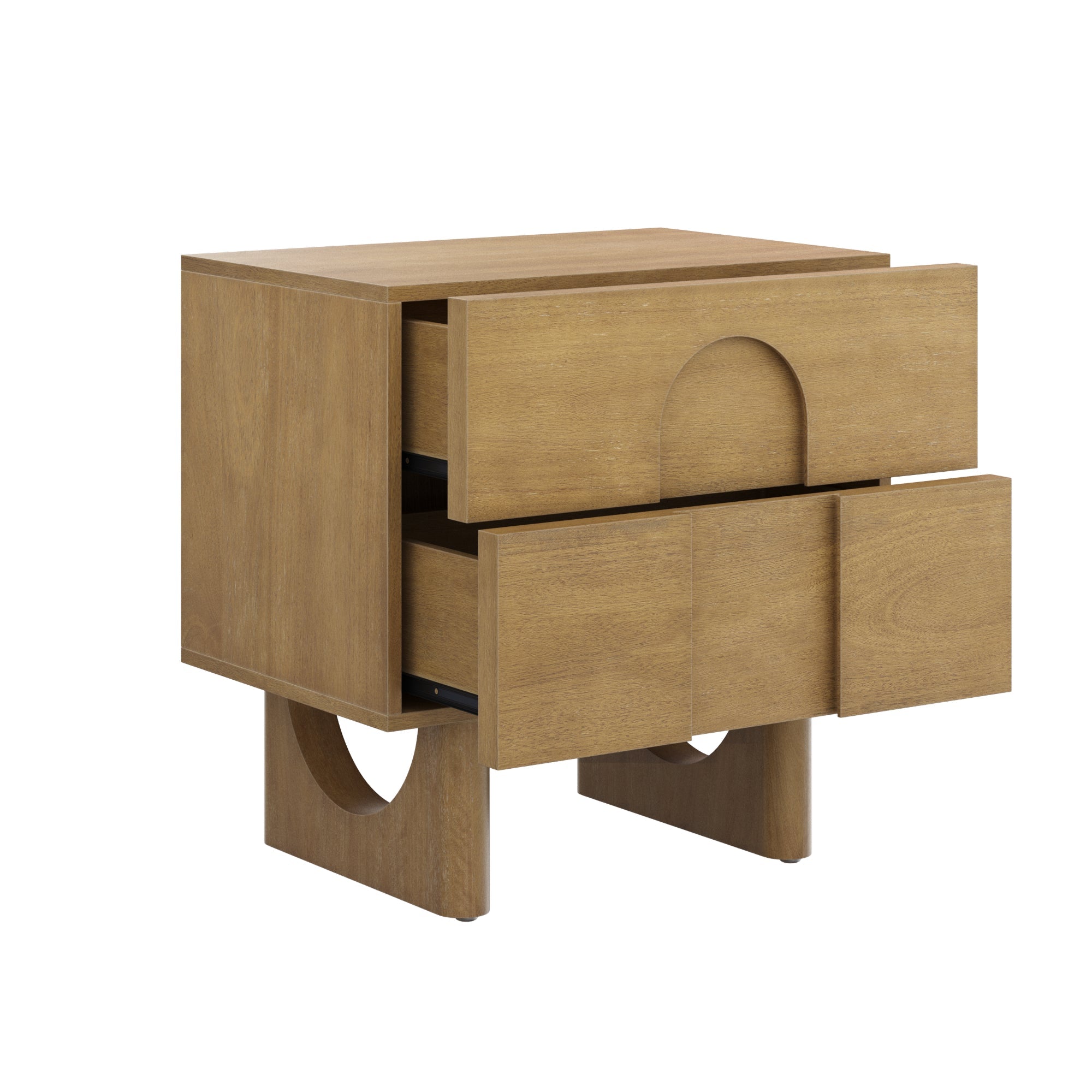 Modern Curved Wood Dresser and Nightstand Set (3-Piece)