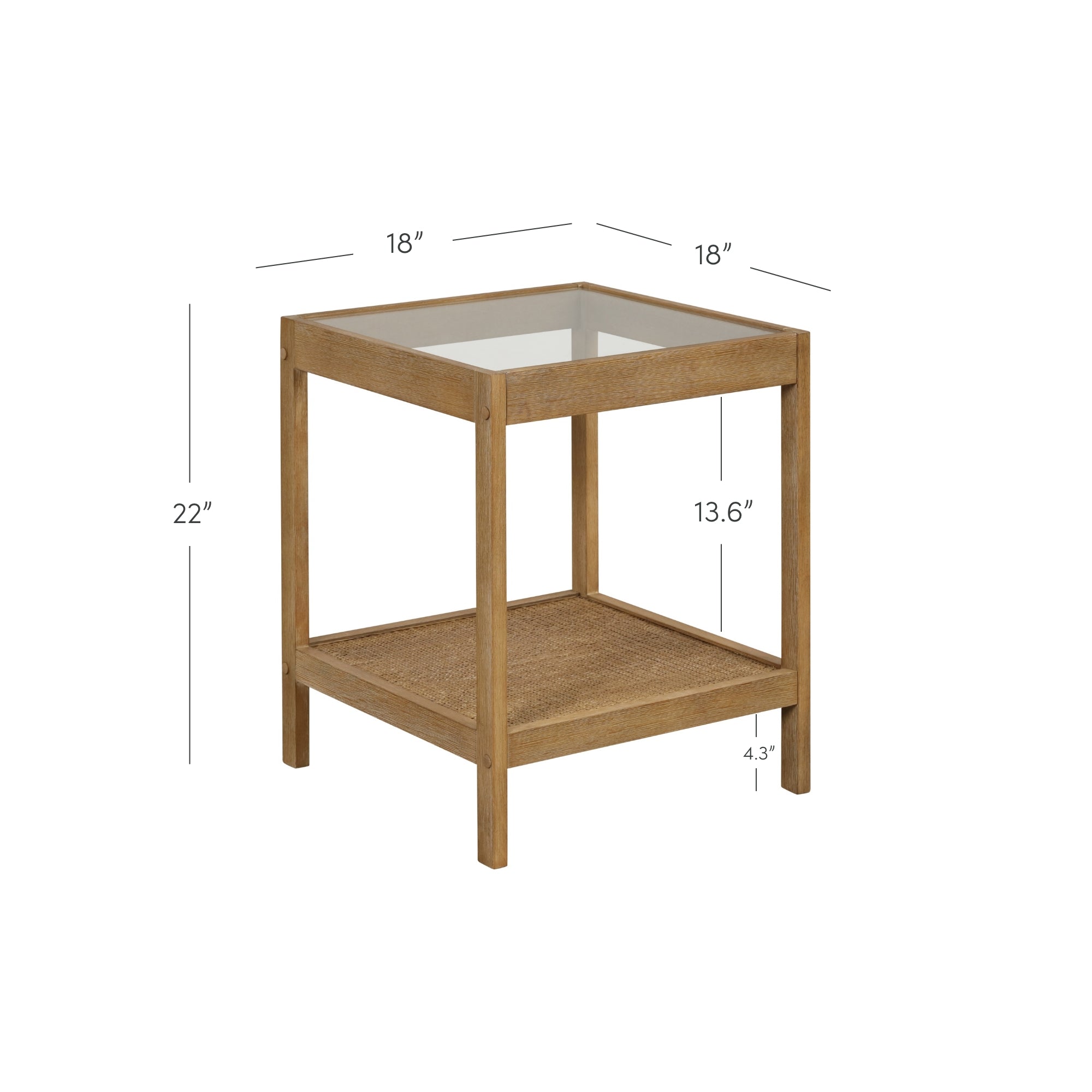 Glass Coffee Table & End Table Set with Rattan Shelf