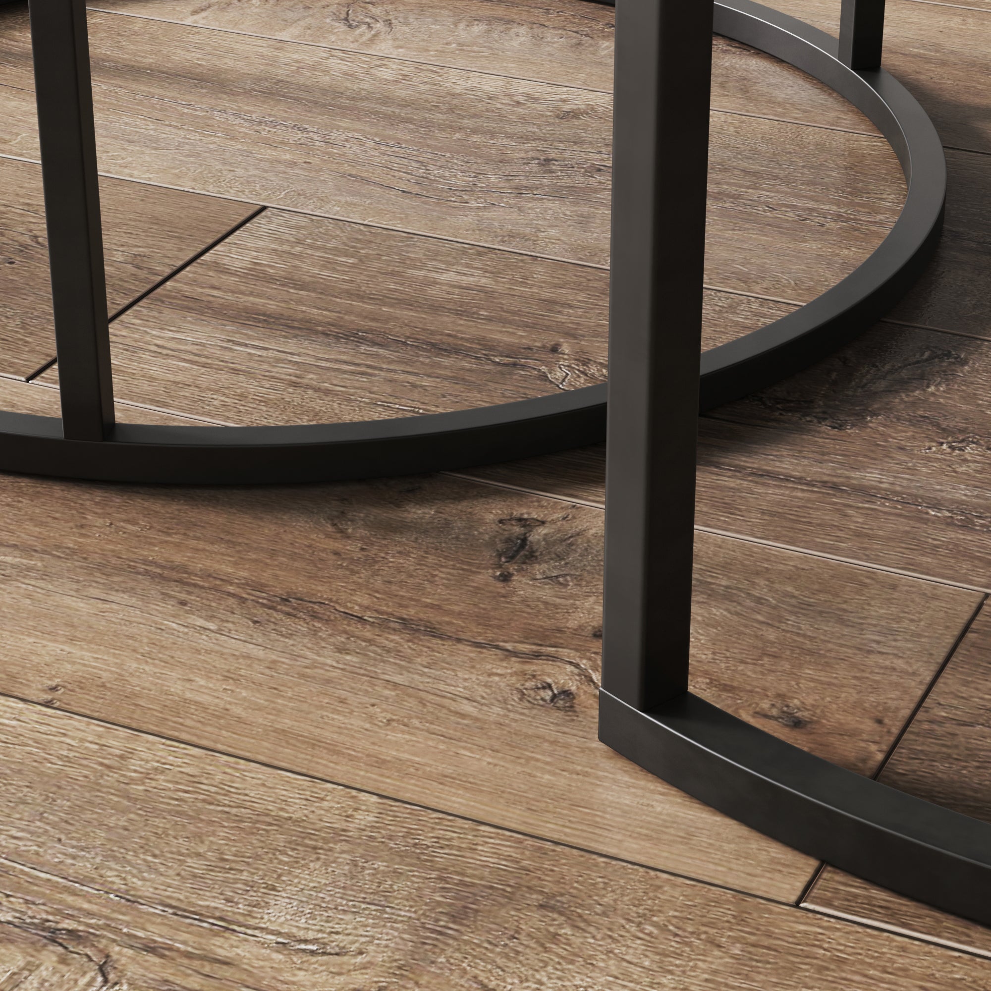 Round Nesting Coffee Table Set Reclaimed Oak