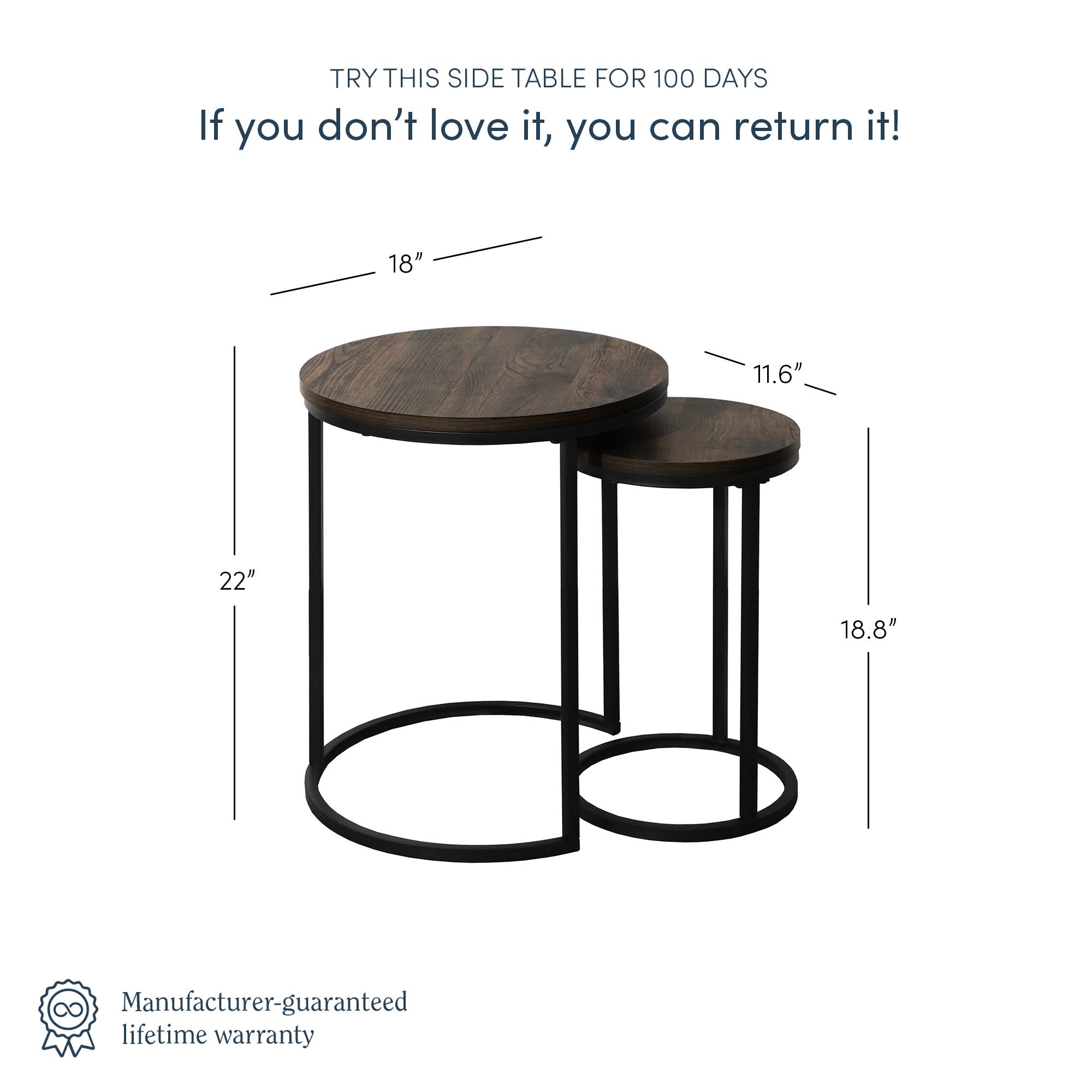Nesting Round End Table Set Nutmeg