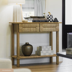 Boho Seagrass Console Tables (Set of 3)