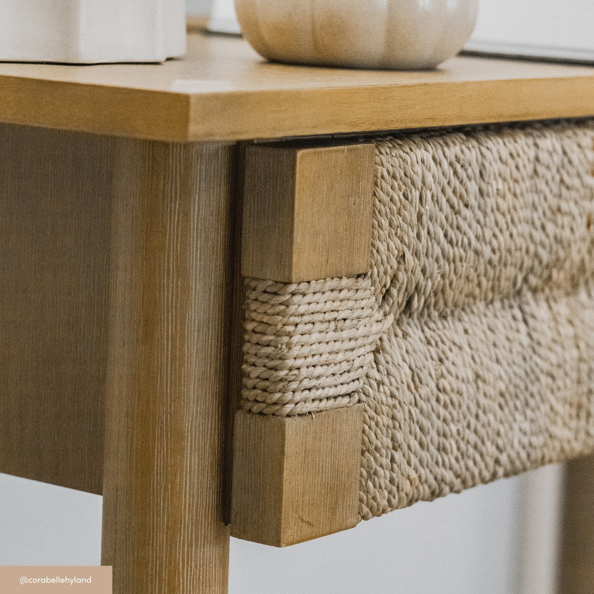 Boho Seagrass Console Tables (Set of 3)