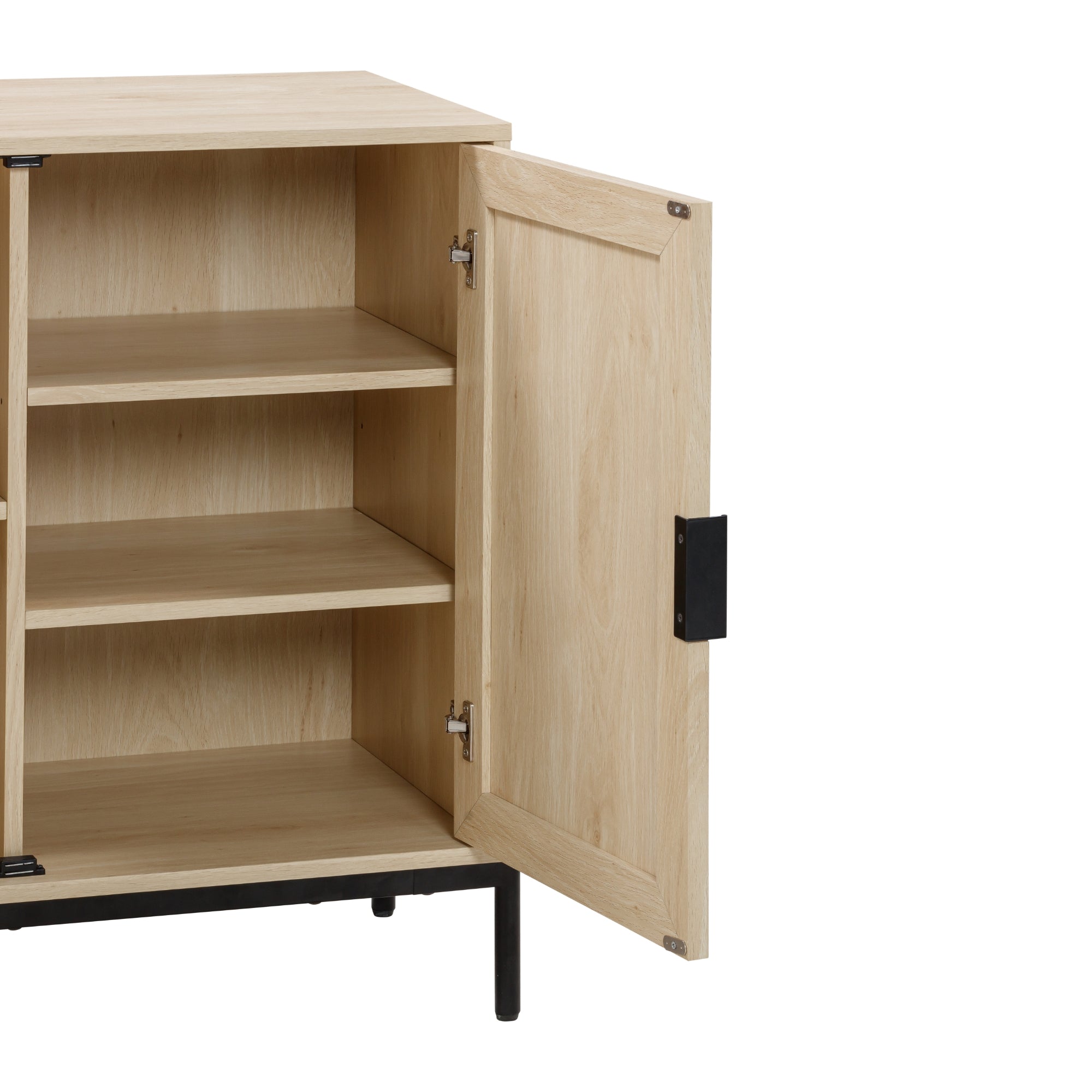 Boho Rattan TV Console for TVs up to 65" with Metal Legs Light Oak