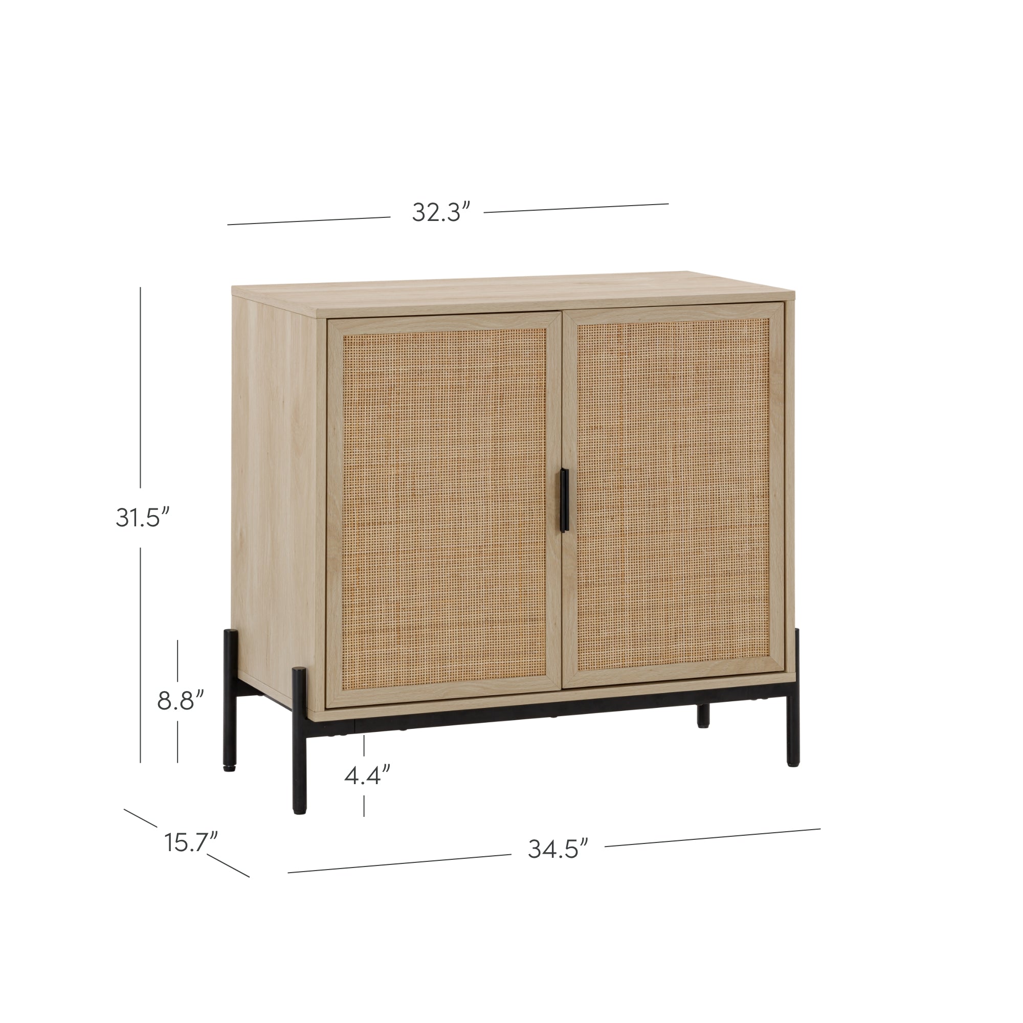 Boho Rattan & Wood Storage Cabinet Light Oak