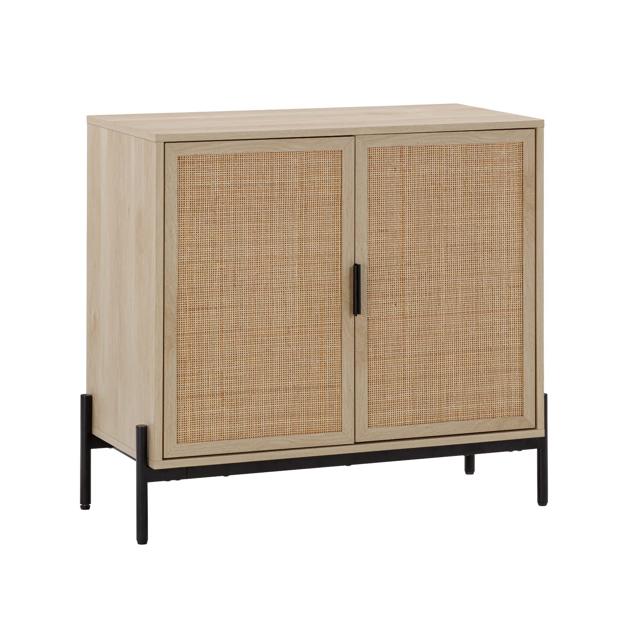Rattan Storage Cabinet Credenza Oak (Set of 3)