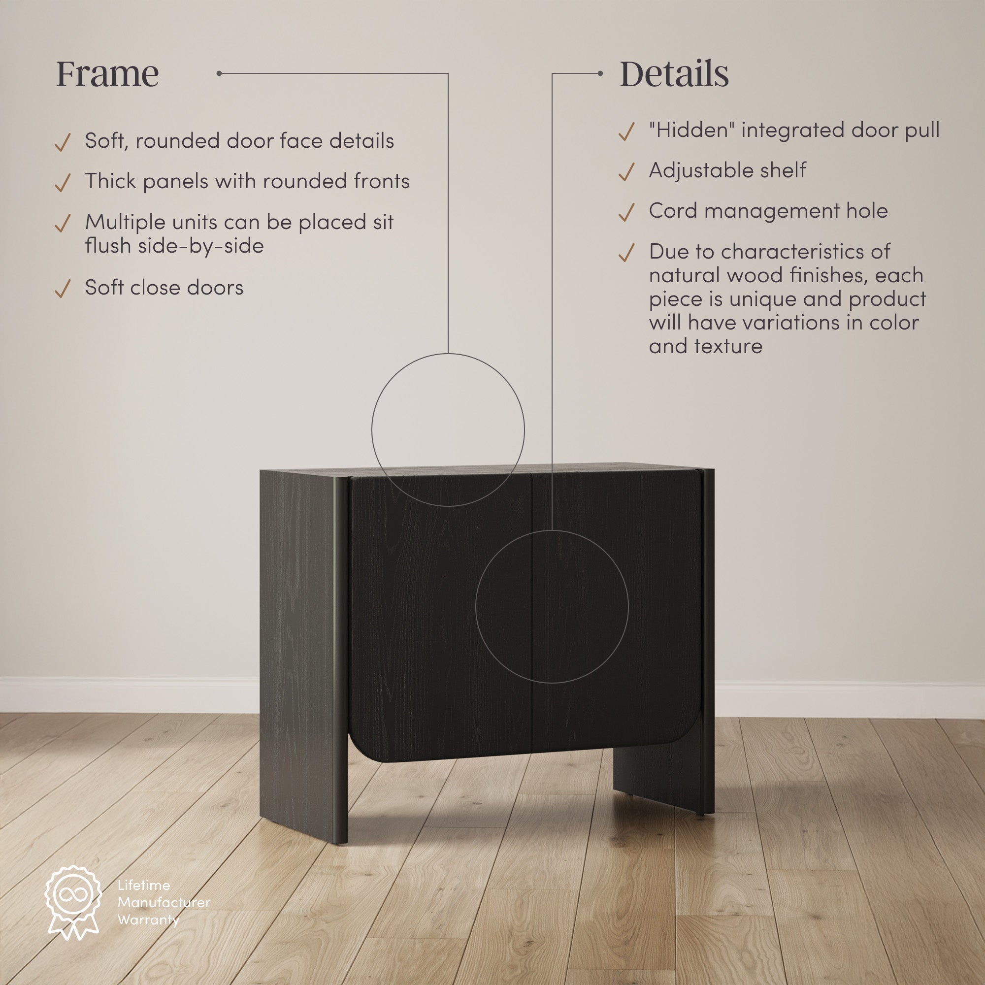 Mid Century Modern Wood Cabinet Black Oak