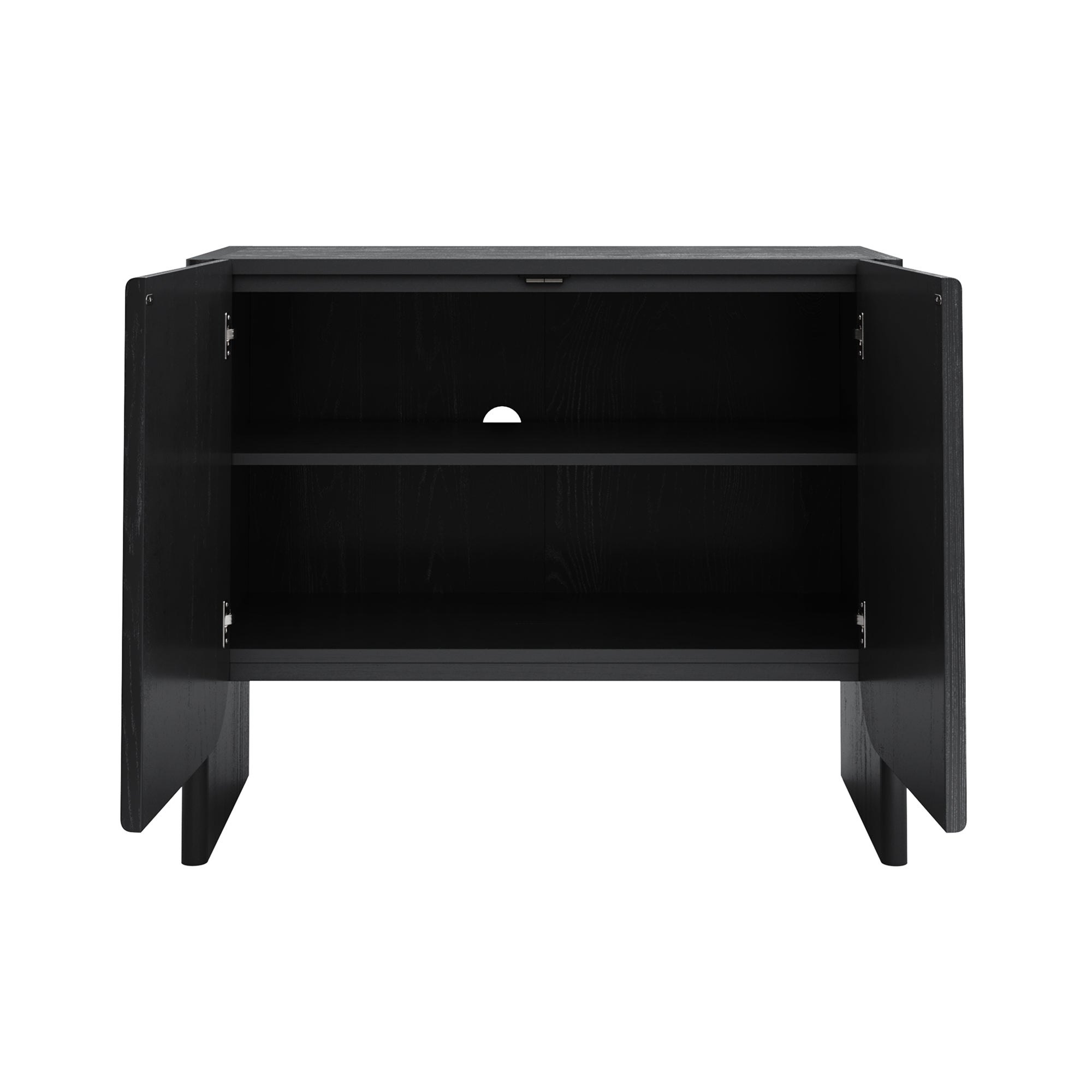 Rounded Wood Accent Cabinet or Large Credenza Black Oak (Set of 4)