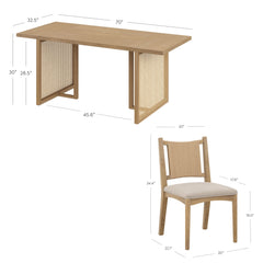 Rattan Boho Dining Table with Seagrass Chairs Set of 6