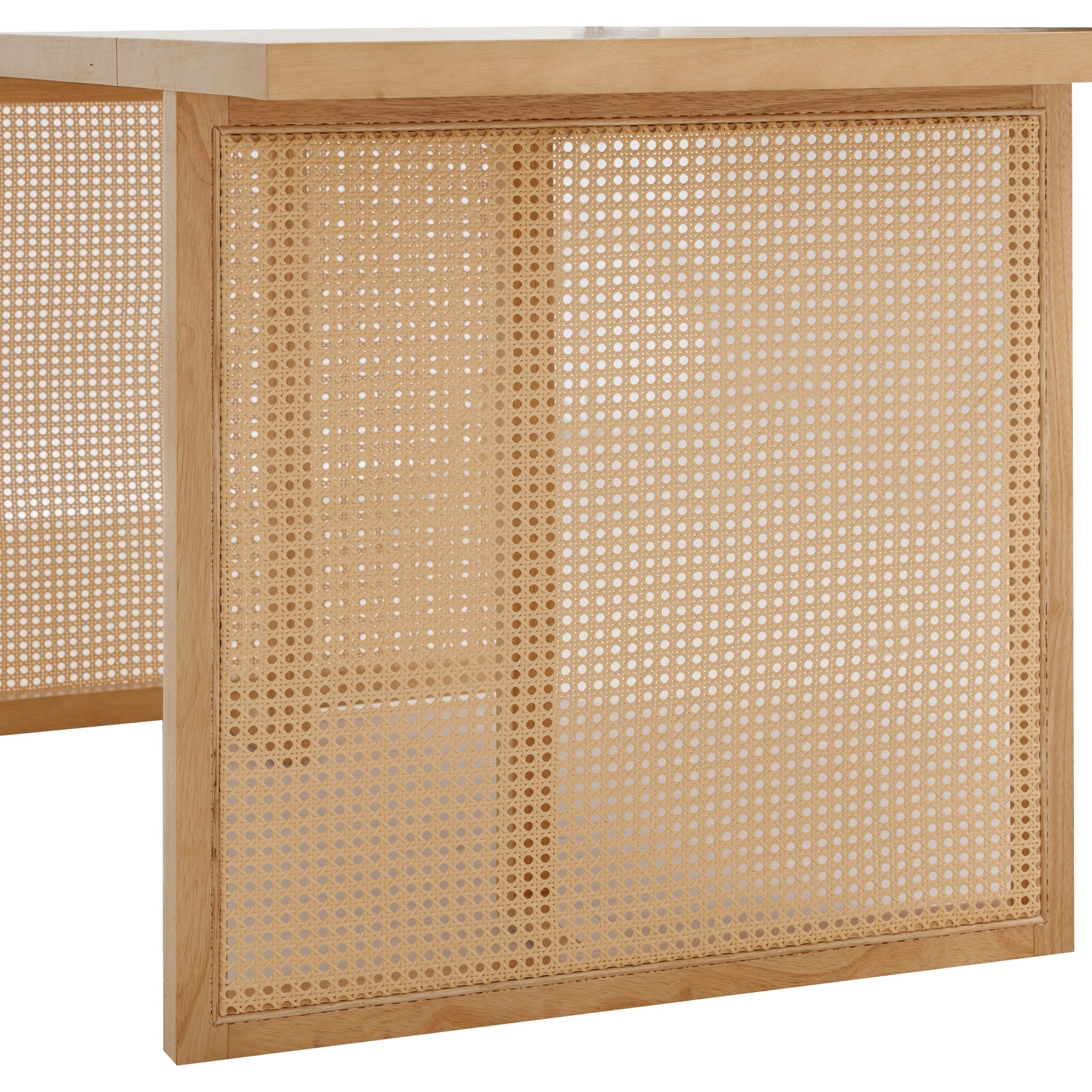 Bohemian Rattan & Boucle Dining Set (4 Chairs)