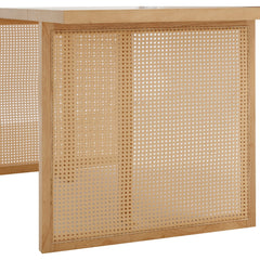 Bohemian Rattan & Boucle Dining Set (4 Chairs)